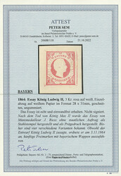 \KÖNIG-LUDWIG-ESSAY\: 3 Kreuzer rosa mit dem Kopfbild König Ludwig ...