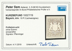 \PROBEDRUCK\: 3 Kreuzer schwarzgrau, Probedruck auf ungummiertem ...