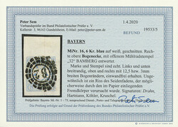 \BOGENECKE OBEN RECHTS\: 6 Kreuzer blau, rechte obere Bogenecke mit ...