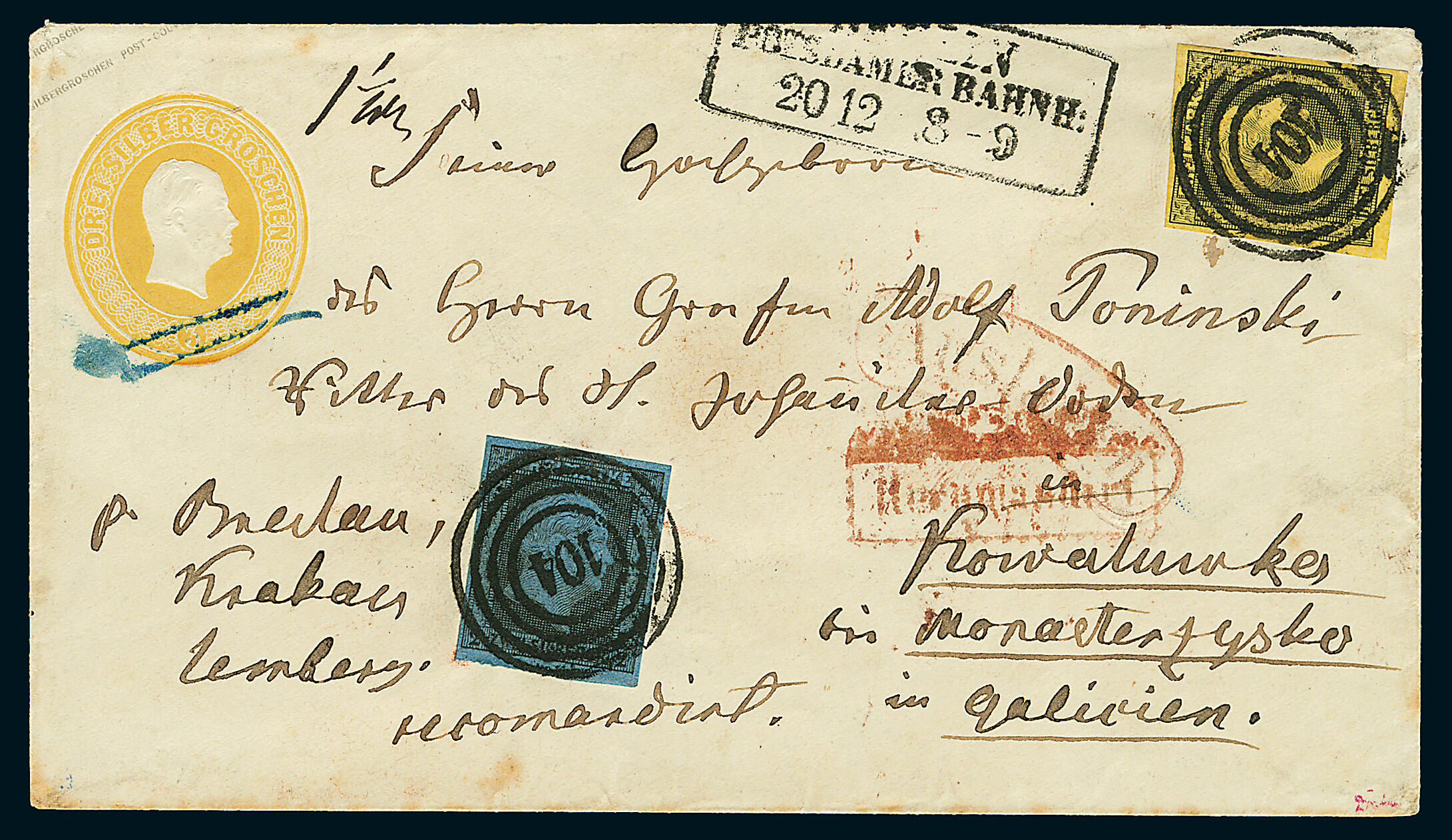 \DESTINATION "UKRAINE/OSTPOLEN"\: 2 Sgr. schw./blau und 3 Sgr. schw ...