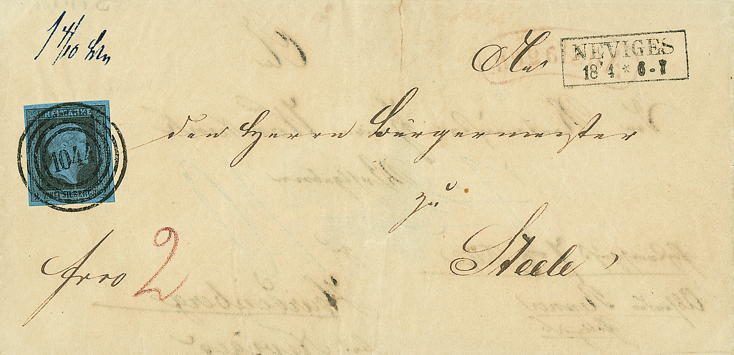 "1044" + Ra2 "Neviges 18/4" (OPD Düsseldorf), klar auf doppelt ...