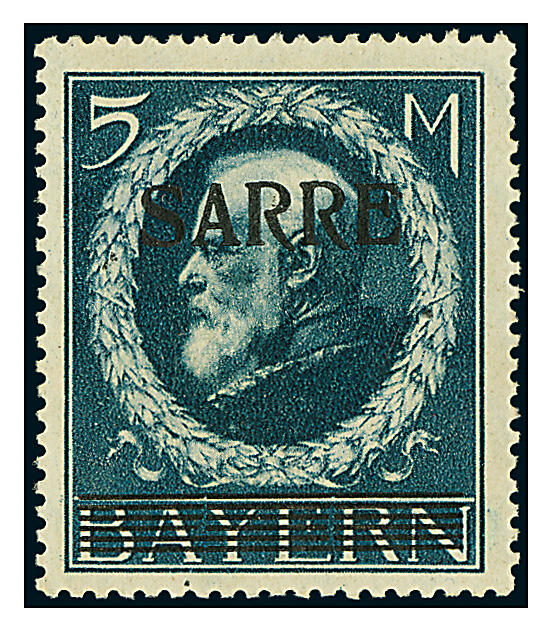 \PROBEDRUCK\: 5 Mk. "Bayern-Sarre", Probedruck mit sechs statt vier ...