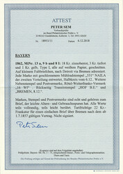 18 Kr. zinnoberrot, 1 Kr. gelb und 3 Kr. tiefrot, alle drei Marken ...