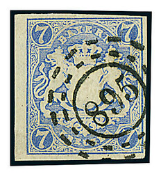 7 Kr. ultramarin, voll- bis breitrandig mit besonders schöner ...