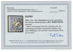 7 Kr. ultramarin, voll- bis breitrandig mit besonders schöner ...