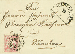 "684" offener Mühlradstempel und Halbkreisstempel "Taennesberg 19/5" ...