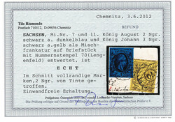 2 Ngr. schw./dunkelblau "August" in Mischfrankatur mit 3 Ngr. schw ...