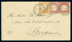 \DESTINATION "SCHWEDEN"\: 1 Gr. karmin, drei Exemplare auf Luxusbrief ...