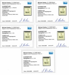 2 Pfg. "Germania-Sarre", Abart "FII", fünf postfrische Luxusstücke. ...