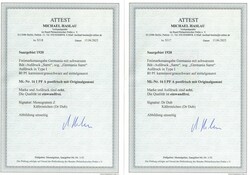 80 Pfg. "Germania-Sarre", Type "I", Aufdruckplattenfehler "A", drei ...