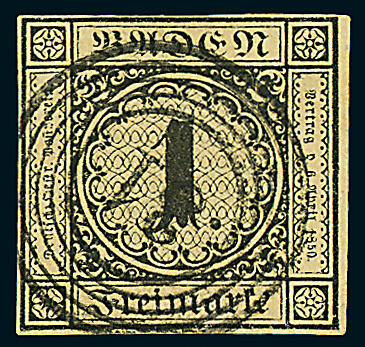 1 Kr. schw./sämisch, I. Auflage, ringsum voll- bis breitrandig und ...