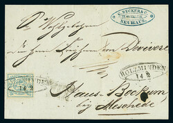 2 Sgr. lebhaftpreußischblau, vierseitig breitrandig auf Brief mit ...