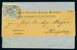 1/3 Sgr. schw./weiß, Oberrandstück mit 3mm Bogenrand, an den ...