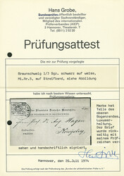 1/3 Sgr. schw./weiß, Oberrandstück mit 3mm Bogenrand, an den ...