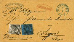 2 Sgr. schw./blau und 3 Sgr. schw./mattrosa, beide Marken voll- bis ...