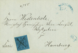 2 Sgr. schw./blau, vierseitig breitrandig bzw. rechts sogar auf ...