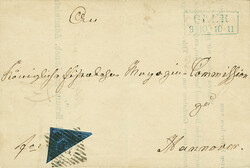 \DIAGONALE HALBIERUNG AUF BRIEF\: 2 Sgr. schw./blau, diagonale ...