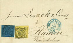 2 Sgr. schw./blau "Ausgabe 1853" (unbedeutende Druckspur) in ...