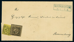 4/4 Ggr. schw./graubraun in Mischfrankatur mit 1 Sgr. schw./gelb, ...