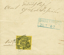 1 Sgr. schw./gelb, vierseitig breitrandig auf kleinem Brief mit ...