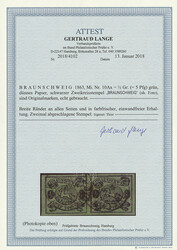 1/2 Gr. schw./grün, Abart "dünnes Papier", waagerechtes Paar, ...