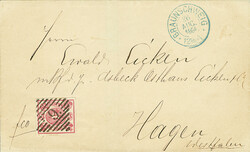 3 Sgr. lebhaftlilarot, vierseitig breitrandig als Einzelfrankatur auf ...