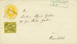 1 Sgr. schw./gelb, ringsum voll- bis breitrandig als Zusatzfrankatur ...