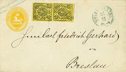 1 Sgr. schw./gelb, waagerechtes Doppelstück, ringsum breitrandig bzw ...