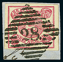 3 Sgr. lebhaftlilarot, dunkle zu "b" tendierende Nuance, vierseitig ...