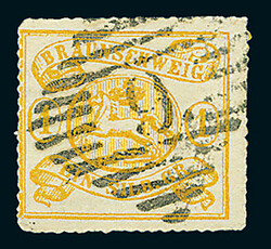 1 Sgr. lebhaftgelbocker, bogenförmig durchstochen, Luxusstück mit ...