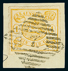 1 Sgr. lebhaftgelbocker, bogenförmiger Durchstich "A", Briefstück ...