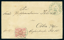 3 Sgr. lebhaftlilarot, bogenförmiger Durchstich "A", Kabinettstück ...