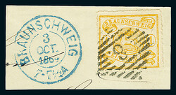 1 Sgr. lebhaftgelbocker, guter linienförmiger Durchstich "B", ...