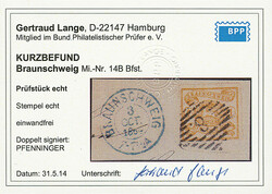 1 Sgr. lebhaftgelbocker, guter linienförmiger Durchstich "B", ...