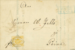 1 Sgr. lebhaftgelbocker, guter linienförmiger Durchstich "B", ...