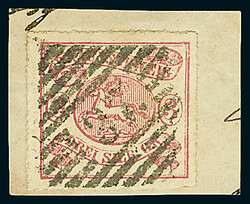 3 Sgr. lebhaftlilarot, bögenfömiger Durchstich "A", ...