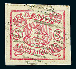 3 Sgr. lebhaftlilarot, bogenförmiger Durchstich "A", ...