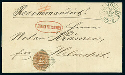 3 Gr. orangebraun, Einzelfrankatur auf weißem Einschreibbrief mit ...