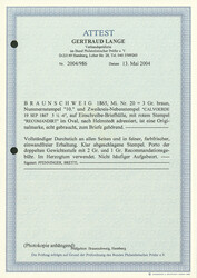 3 Gr. orangebraun, Einzelfrankatur auf weißem Einschreibbrief mit ...