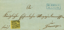 "27." in Schwarz und blauer Aufgabe-Ra2 "Kl. Rhüden 30/5" auf Brief ...