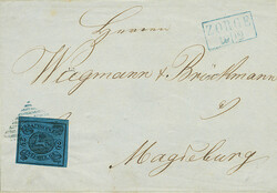 "48." in Blau und ebenfalls blauer Aufgabe-Ra2 "Zorge 19/12" (1856) ...