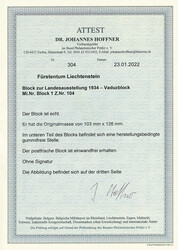 Vaduz-Block, tadellos postfrisch. Unsigniert, neues Fotoattest Dr. ...
