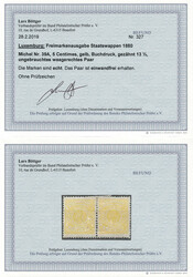 5 C. gelb, Zähnung "A", ungebraucht mit vollständiger ...