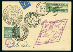 Südamerikafahrt 1930, Rundfahrkarte, Zuleitungspost Schweiz, erste ...