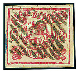 3 Sgr. lebhaftlilarot, vierseitig breitrandig auf kleinem Briefstück ...