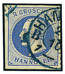 2 Gr. blau, Plattenfehler "I" = "Wertziffer 2 unten beschädigt ...