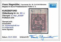 1/15 Th. schw./rosa, beste Type "III", vierseitig breitrandig auf ...