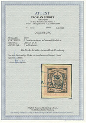 2 Gr. schw./rosa, ringsum riesenrandiges Exemplar auf Briefstück mit ...