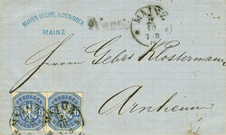 6 Kr. ultramarinblau, waagerechtes Paar auf Brief mit Thurn & ...