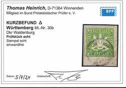 1 Kr. grasgrün, gute "b"-Farbe, Luxus-Briefstück mit K3 ...